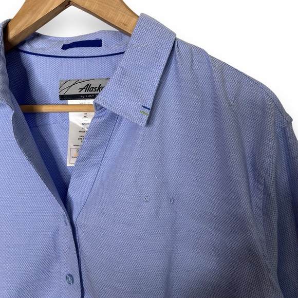 Alaska Luly Yang Blue Long Sleeve Button Down Flight Attendant Uniform Shirt 3XL - Picture 4 of 6